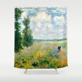 Claude Monet "Poppy Field, Argenteuil" Shower Curtain
