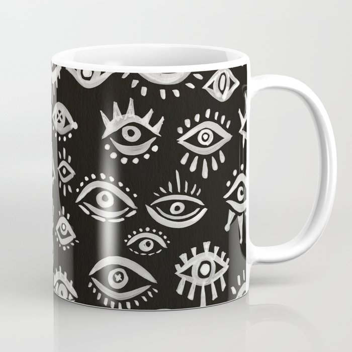 Mystic Eyes – White on Black Coffee Mug