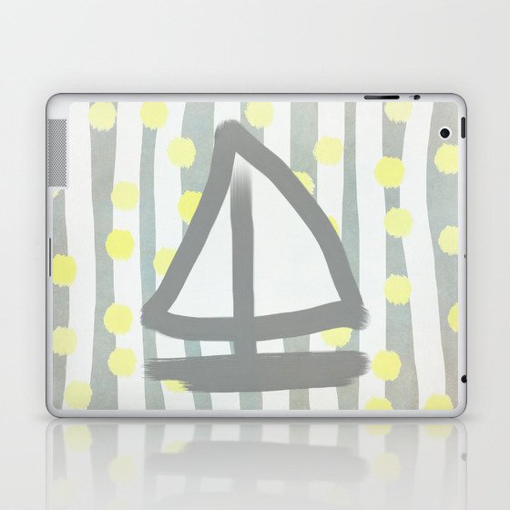 Sailboat, Dots and Stripes (Gray) Laptop & iPad Skin