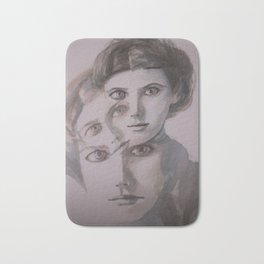 watercolor portrait of the Spirits in Her Head Bath Mat