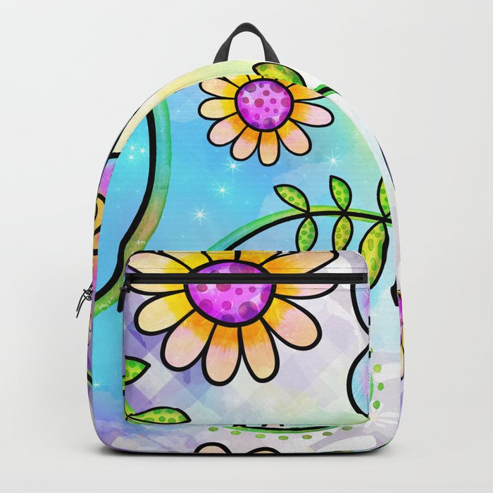 Watercolor Doodle Floral Collage Pattern 09 Backpack