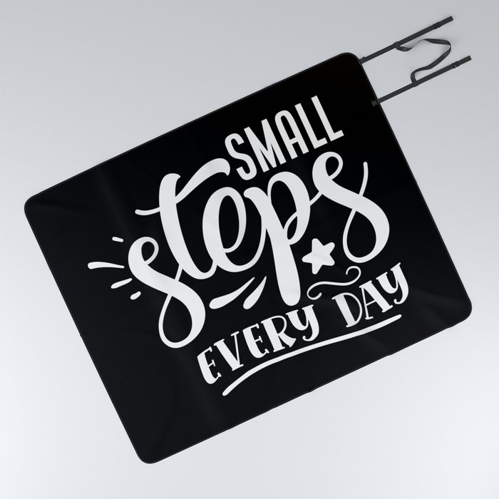 Small Steps Every Day Motivational Quote Picnic Blanket