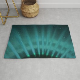 Vintage Aurora Borealis northern lights poster in blue Area & Throw Rug