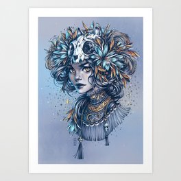 Night Cat Witch Art Print