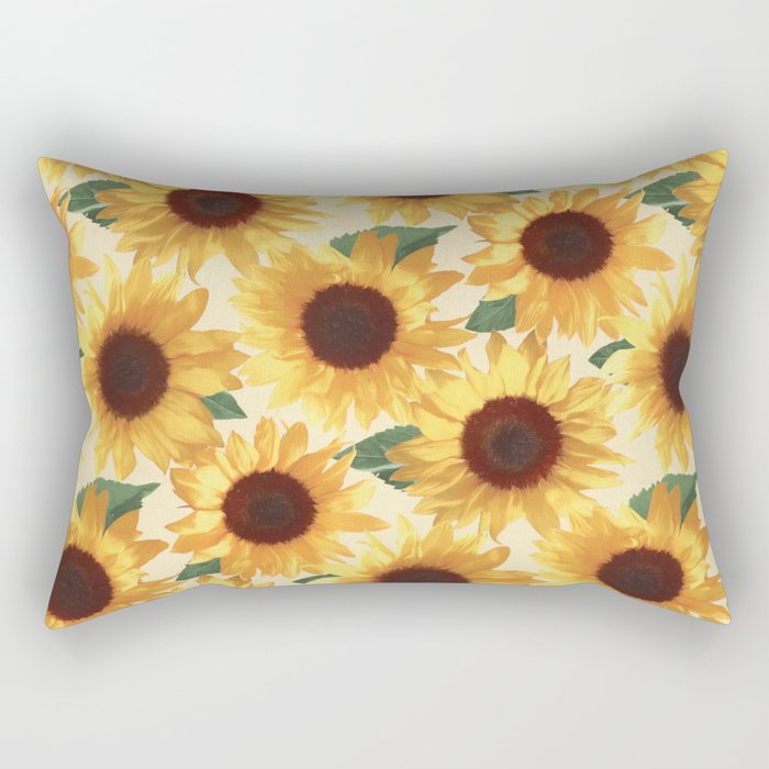 Happy Yellow Sunflowers Rectangular Pillow