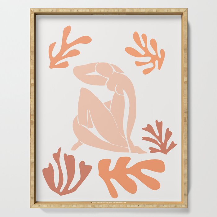 Peach Nude with Seagrass Matisse Inspired Serving Tray