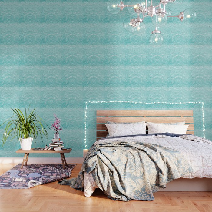 Robin Egg Blue Tooled Leather Wallpaper By Theghosttown Society6