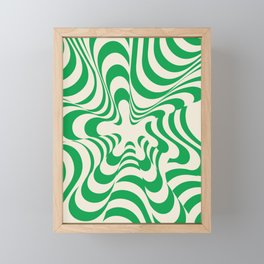 Abstract Groovy Retro Liquid Swirl in Green Pattern Framed Mini Art Print