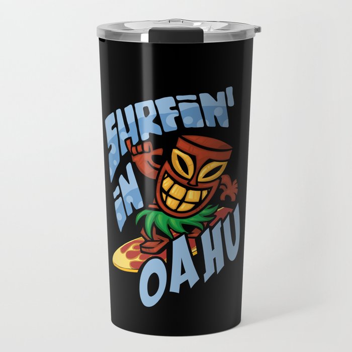 Surfing in Oahu Travel Mug