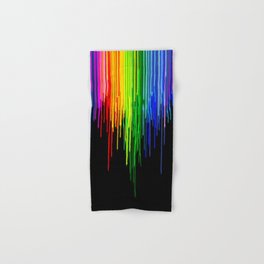 Rainbow Paint Drops on Black Hand & Bath Towel