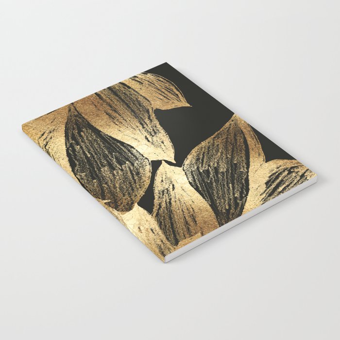 Gold leaves black pillow  Notebook