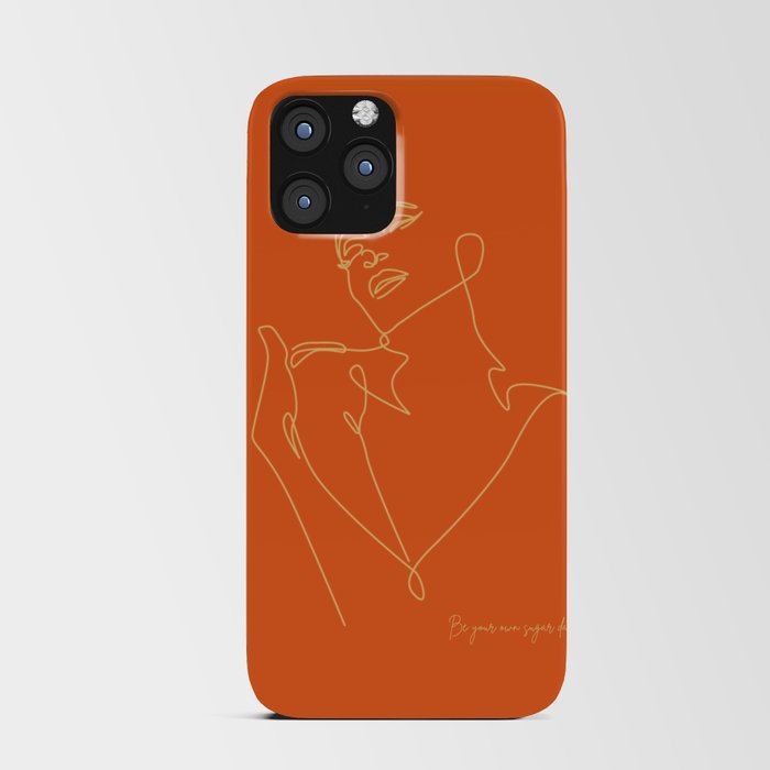 Abstract portrait line drawing of a woman's sweetness - orange tiger iPhone Card Case