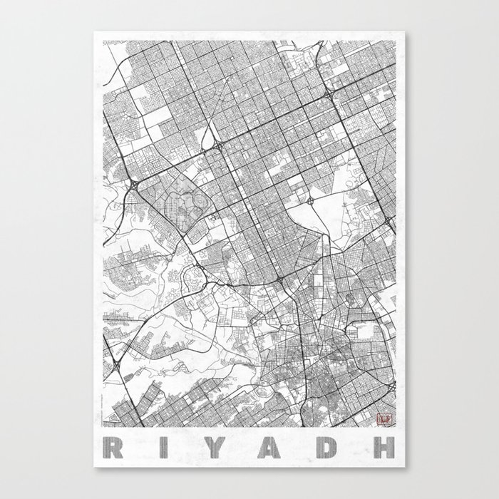 Riyadh Map Line Canvas Print