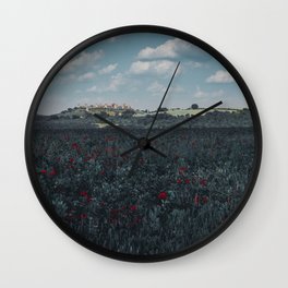 Red flowers in tuscany Wall Clock
