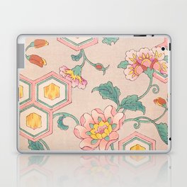 Flowers on Hexagon Vintage Japanese Retro Pattern Laptop Skin