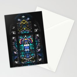 Castle in Malbork stained glass window in the_church rorschach Stationery Cards