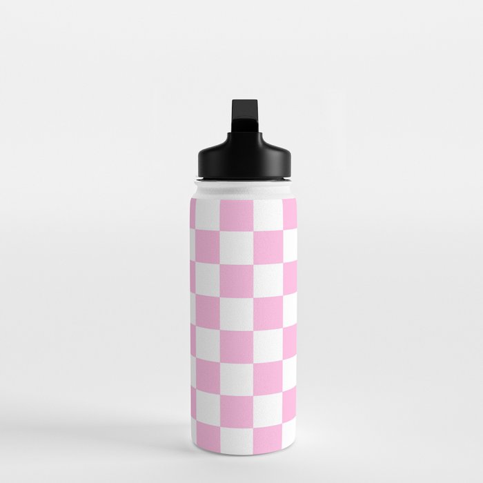 3dRose Checkered Black and White Squares- Art, Sports Water Bottle, 21oz