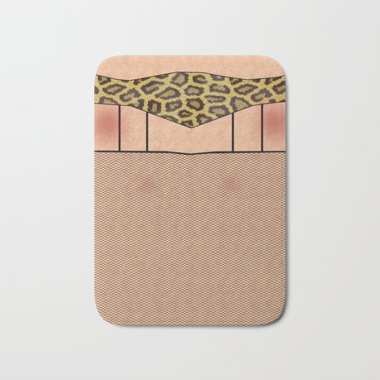 Fishnet Stockings and Leopard Skin Knickers Bath Mat