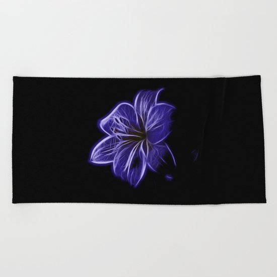 A luminescent flower Beach Towel