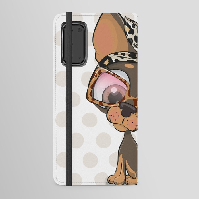  Cute Cartoon Puppy Chihuahua On Dots  Android Wallet Case