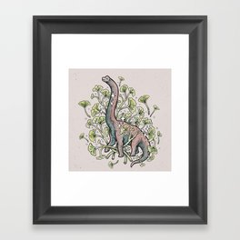 Brachio Ginkgo | Dinosaur Botanical Art Framed Art Print