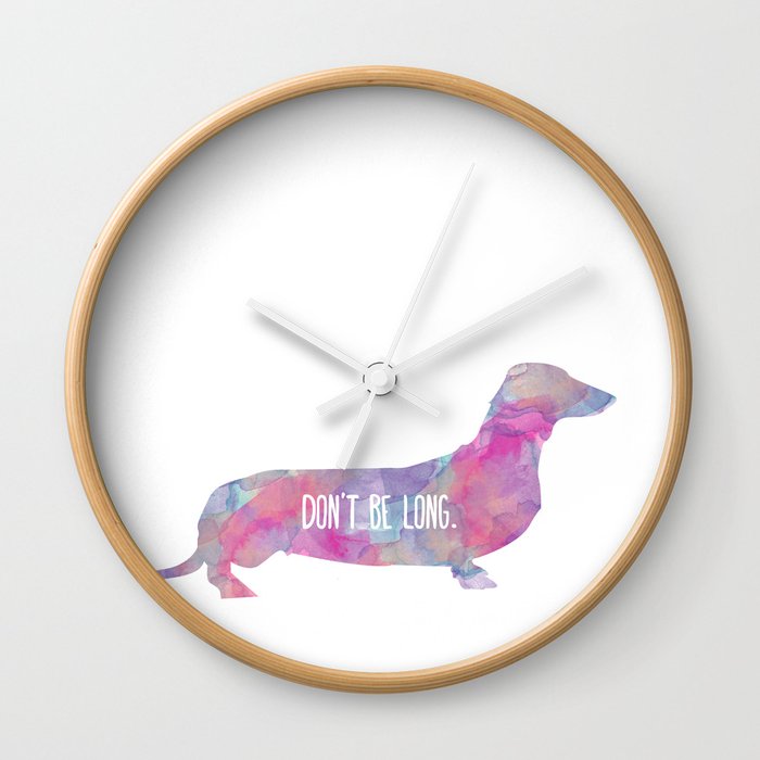 Dachshund, Watercolor Animal Pet Dog Painting, Quirky Cute Illustration Fun Wall Clock