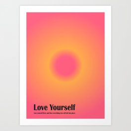 Love Yourself, Retro Meditation Gradient Art Print