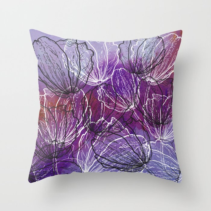Colorful Flower Fantasy Throw Pillow