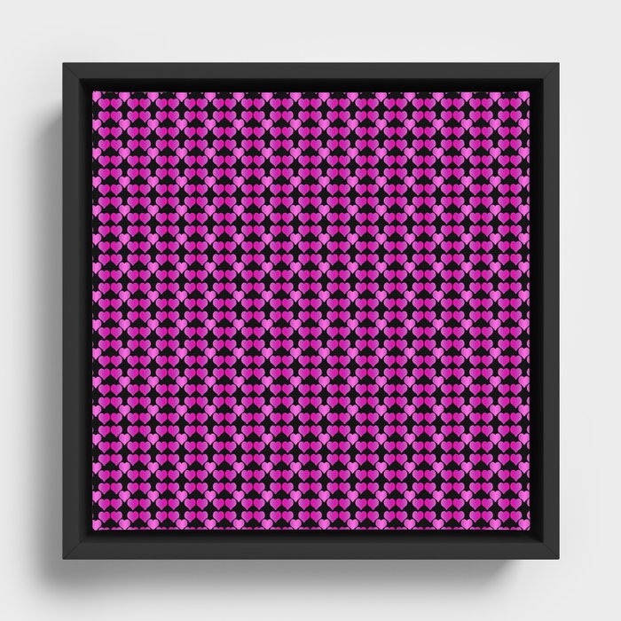Pink Glitter Modern Heart Collection Framed Canvas
