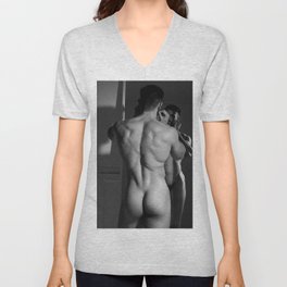 hot sexy man with sexy manly ass, male nude model, erotic male nude, male nude V Neck T Shirt