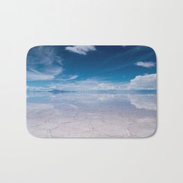 Salt Flats of Salar de Uyuni, Bolivia #1 color photography / photographs Bath Mat | Mirrored, Skyandclouds, Curated, Color, Otherworldly, Sky, Saltflats, Photo, Bolivia, Jeanpaulferro 