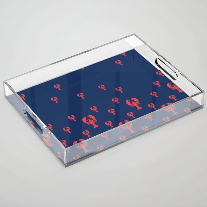 Lobster Squadron on navy background. Acrylic Tray