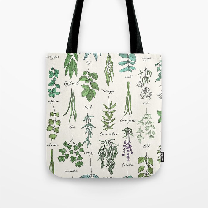Herbs Collection Pattern Tote Bag
