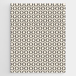 Inky Dots Minimalist Pattern 2 in Black and Almond Cream Jigsaw Puzzle