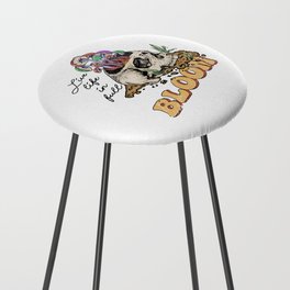 Skull with mushrooms and plants quote Counter Stool