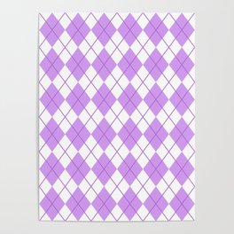 Purple And White Seamless Argyle Pattern Poster