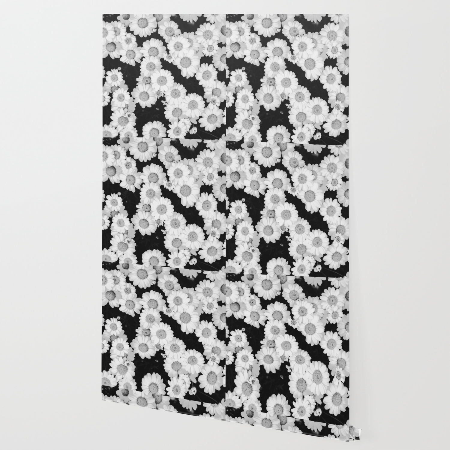 The Daisy Garden Black And White Wallpaper By Nocolordesigns The Daisy Garden Black And White Wallpaper By Nocolordesigns