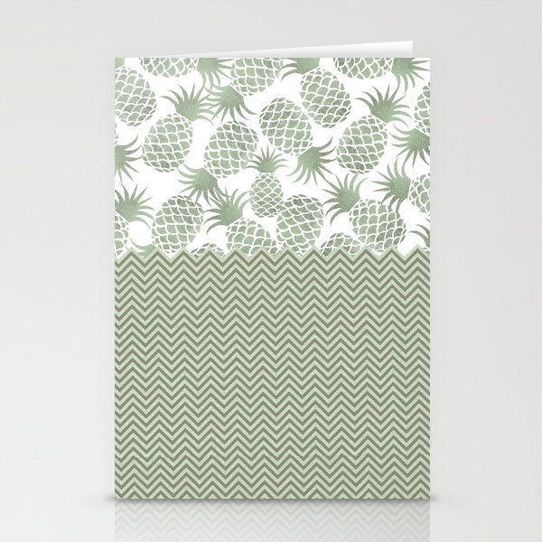 Mint green glitter chevron pineapple geometric pattern Stationery Cards