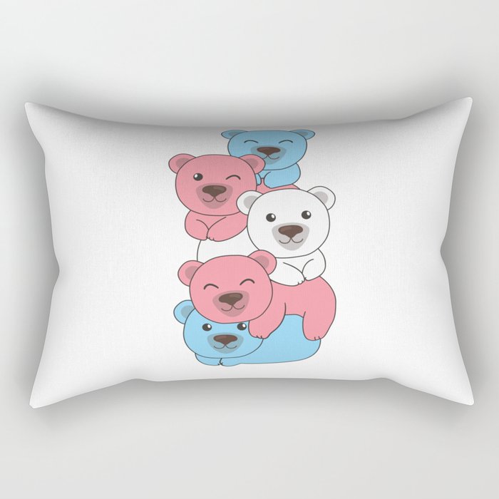 Transgender Flag Pride Lgbtq Cute Bear Pile Rectangular Pillow
