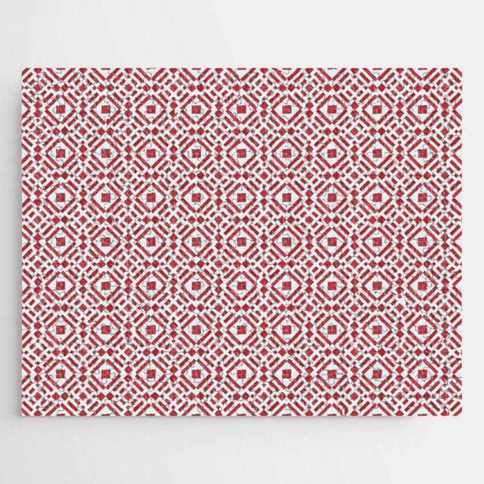 Simple Geometric Pattern of Red Tiles Jigsaw Puzzle