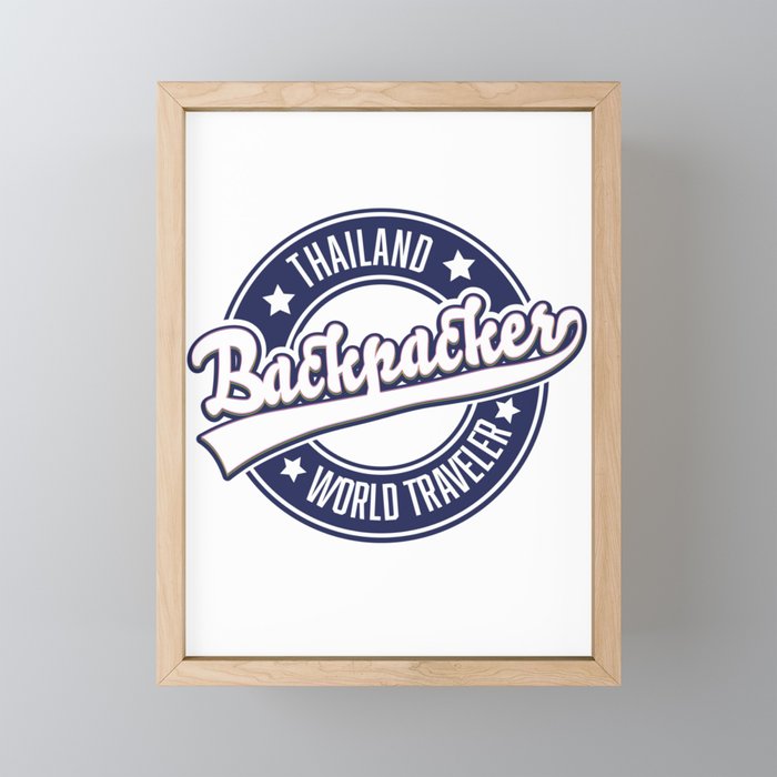 Thailand Backpacker World Traveler logo. Framed Mini Art Print