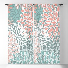 Festive, Floral Prints, Teal and Coral Blackout Curtain