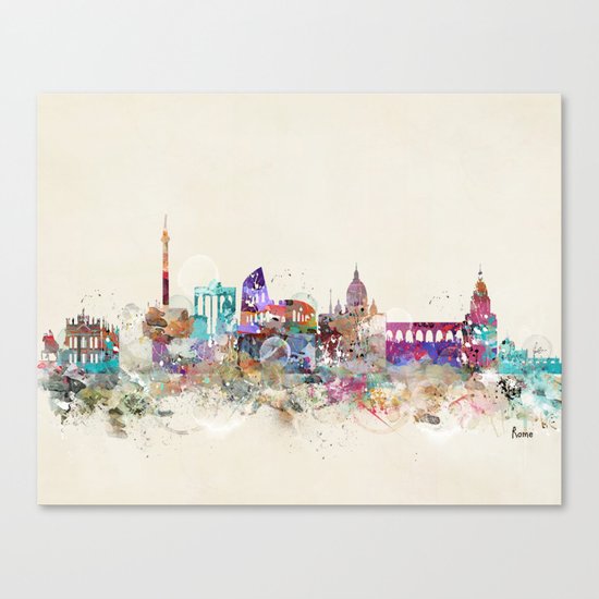 rome skyline vintage Canvas Print