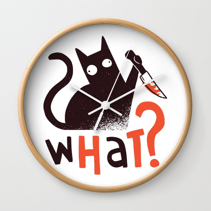 Murder Cat Funny  Wall Clock