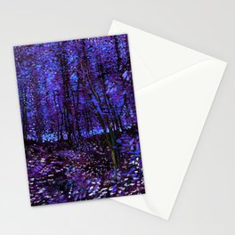 Van Gogh Trees & Underwood Purple Blue Stationery Card