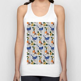 Finch birds and tropical flowers. Unisex Tank Top