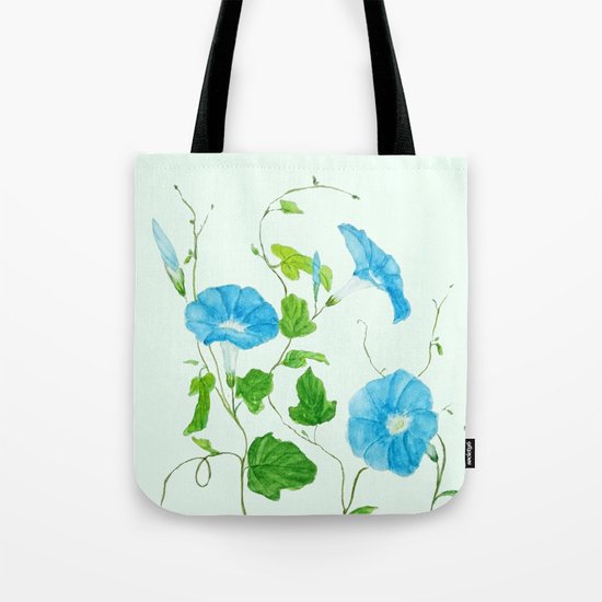 blue morning glory Tote Bag