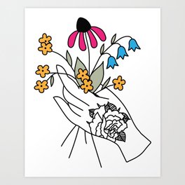 Hand With Flowers Art Print