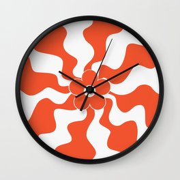 Happy Retro Daisy - Orange and White Wall Clock