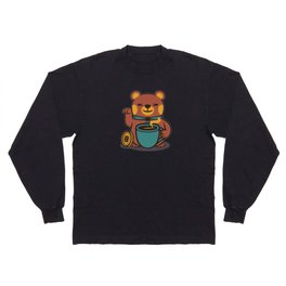  Bear Coffee Manekineko By Tobe Fonseca Long Sleeve T-shirt